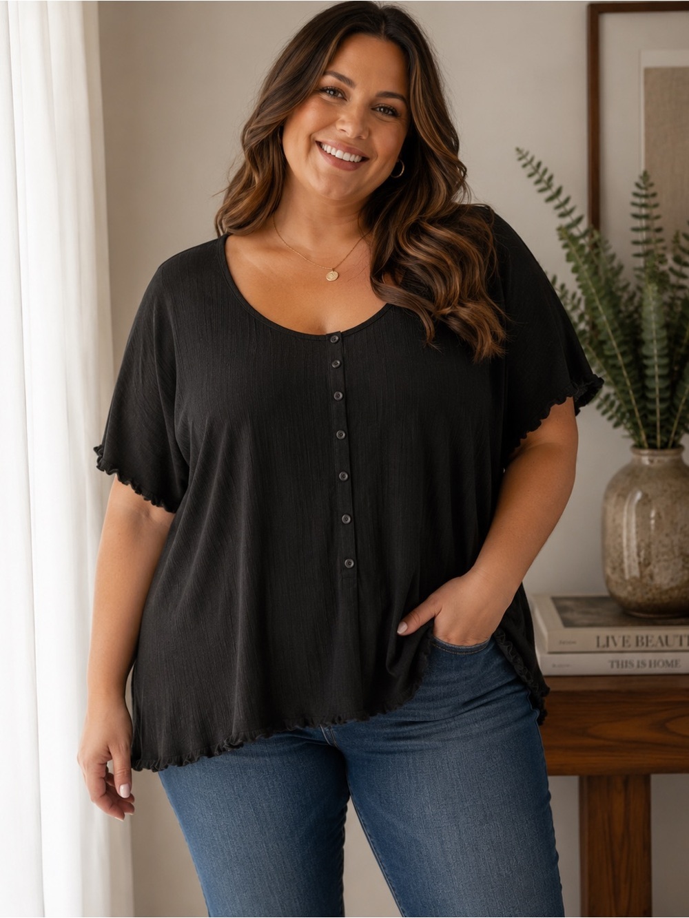 Torrid Fitted Rib Button-Down Crop T-Shirt Size 4 (4X)